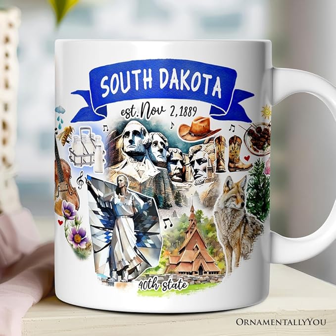 OrnamentallyYou Artistic South Dakota State Themes and Landmarks Mug