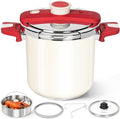 MICHELANGELO Pressure Cooker Stainless Steel 8.5 Quart, 3-in-1 Pressure Pot, One-Hand Locking System, Olla de Presion Colorful Design, Induction Compatible, with Glass Lid & Steamer