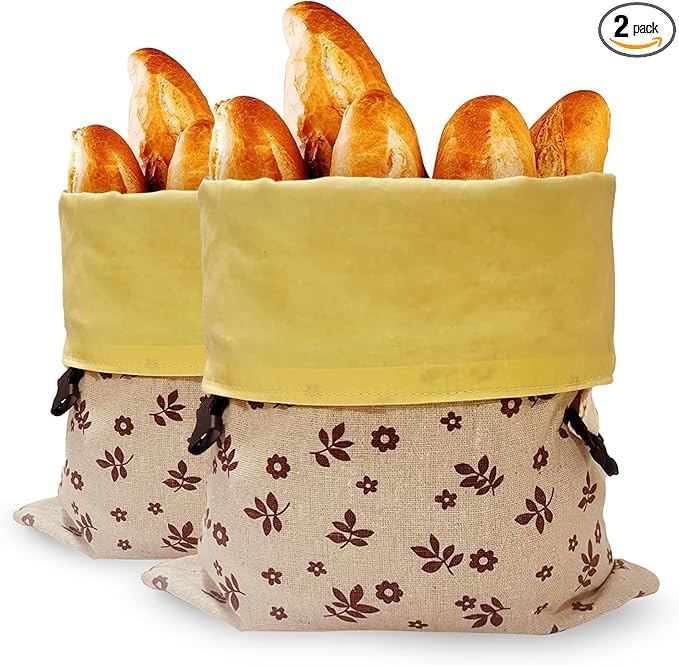 Reusable Beeswax Bread Bags for Homemade Bread & Sourdough - Keeps Bread Fresh for Longer, Reusable Food Storage Bag 2 Pack