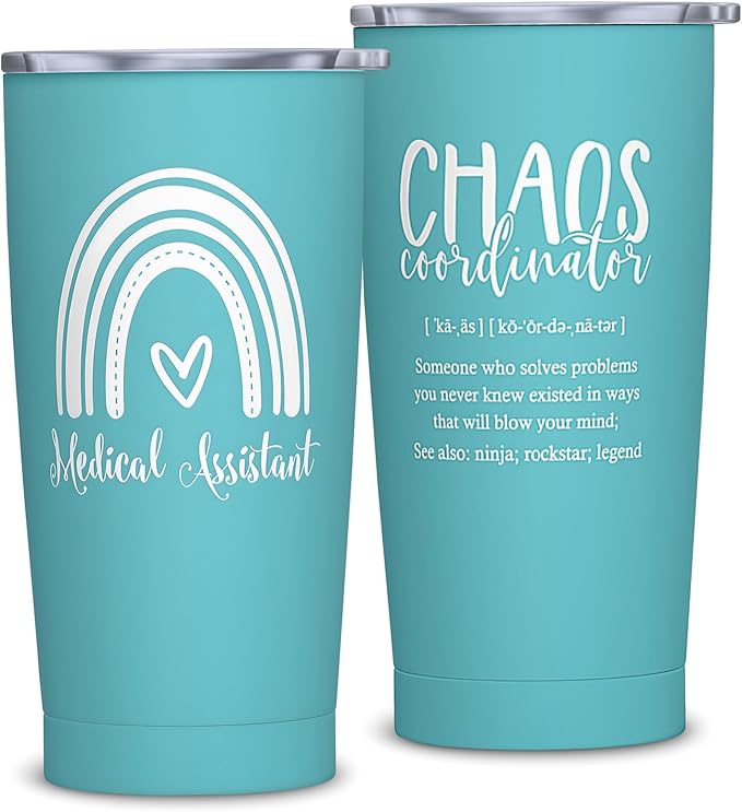 Medical Assistant Gifts for Women - Christmas Gifts for Medical Assistant - MA Appreciation Gift - MA Gift Ideas, 20 oz Stainless Steel Tumbler With Lid & Straw