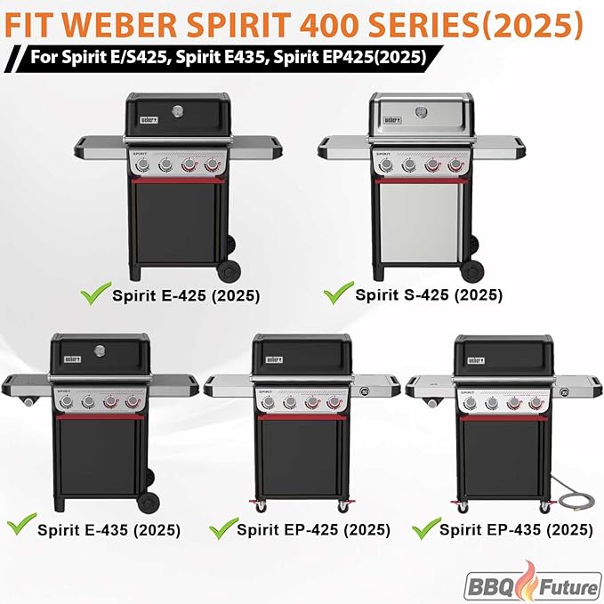 Full Size Griddle Insert with Handles for Weber Spirit 400 Series(2025 Models), Flat Top Grill Insert Replacement Parts for Weber Spirit E425 S425 E435 EP425 EP435(2025), Non-stick Carbon Steel, Black