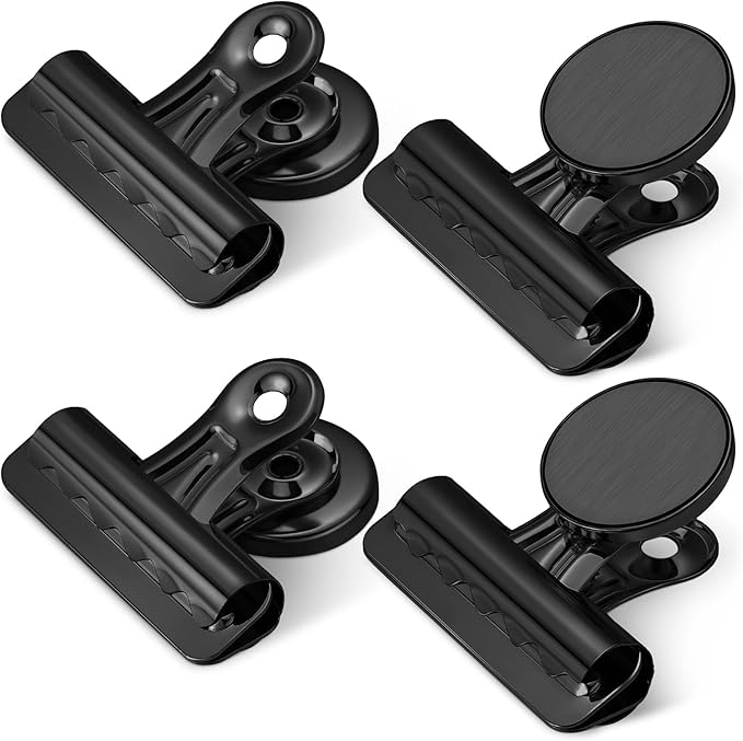 18 Pcs Magnetic Clips 2.2 Inch Metal Heavy Duty Refrigerator Magnet Clips with Box for Whiteboard Fridge Photo Displays Office School Classroom (Black)
