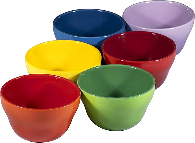 Bruntmor 8 oz Porcelain Bowls Set of 6 - for Ice Cream, Dessert, Soup, Small Side Dishes, Salad, Cereal, Rice - Microwave, Dishwasher and Oven Safe - Gradient Colors