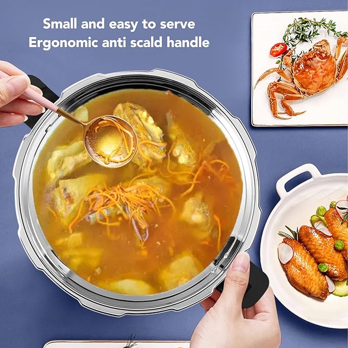 Stainless Steel Pressure Cooker Mini Compact Pressure Cooker,3 Liters Rapid Heat Conduction Pots for Electric Gas Stoves (22CM)