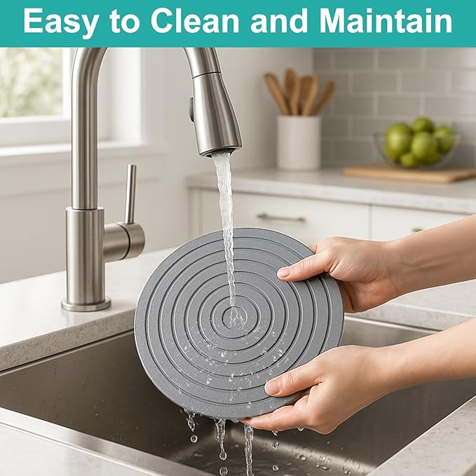 3 Pack Diatomite Stone Drying Round Trays for Kitchen Counter Decor Trivets for Hot Dishes Decorative Bathroom Sink Tray Silicone Ceramic Trivets for Hot Pots and Pans Large Coasters Marble Trivet