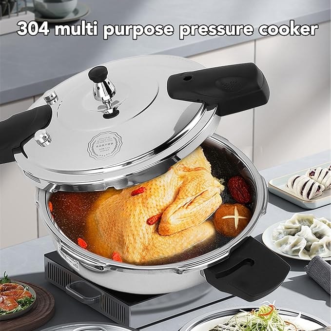 Stainless Steel Pressure Cooker Mini Compact Pressure Cooker,3 Liters Rapid Heat Conduction Pots for Electric Gas Stoves (22CM)