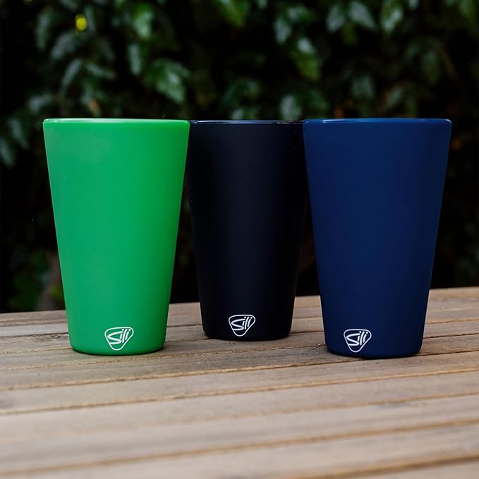 Silipint 16oz Silicone Pint Glass – Unbreakable BPA-Free Reusable Silicone Drinking Cup – Flexible Dishwasher Microwave & Freezer Safe – Stemless Glass for Water Coffee Smoothies (Navy)