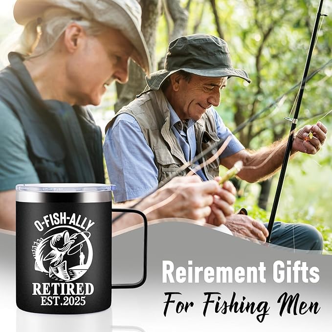 12oz Retirement Mug, Retired Under New Management See The Fish For Details Mug, Mens Retirement Gifts, Retired Gift for Fishing Lovers