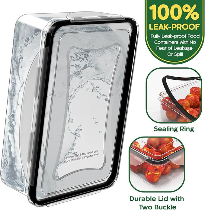 RockBerry 56 PCS Food Storage Containers with Lids Airtight- Plastic Container for Pantry Kitchen Organization-Microwave Dishwasher,Freezer Safe 100% Leak Proof (28 Stackable Boxes-28 Lids)