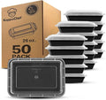 Koppochef 26oz Meal Prep containers [50 Pack], Leakproof and Durable, Microwave Dishwasher Freezer Safe, Single Compartment Stackable Take Out Food Containers with Lid, BPA Free and Recyclable