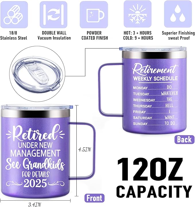 Retirement Gifts for Woman 2025, Funny RetirementCoffee Mugs Gift for Grandma, Retired Presents from Grandkids, Womens 12oz Retirement Mug