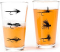 Fly Fishing Flies Pint Glass Set by Black Lantern – Set of 2 Premium 16oz Beer Glasses | Dishwasher-Safe Glassware for Anglers & Outdoorsmen