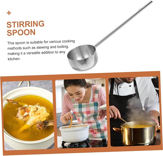PRETYZOOM Stainless Steel Soup Ladle Stainless Steel Water Spoon for Serving Soups Sauces and Oils Home Kitchens and Restaurants Lightweight and Design