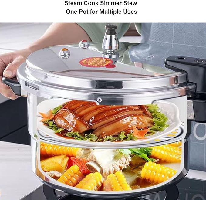 Luqeeg Aluminum Pressure Cooker, Pressure Canner with Heat Quickly, Even Heat Distribution, Induction Stove and Open Dual Use, Fast Cooking Pot, Pressure Cooker for Canning