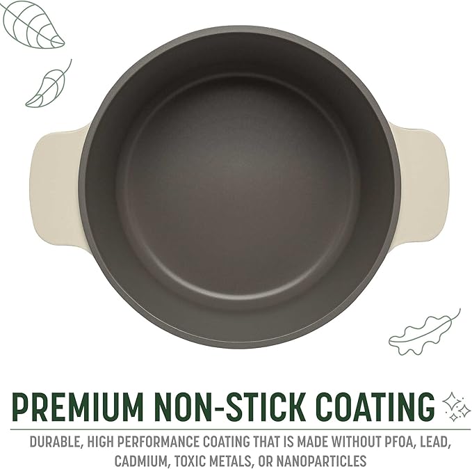 Goodful All-In-One Pot, Multilayer Nonstick, High Performance Cast Dutch Oven With Matching Lid, Roasting Rack And Turner, Made Without PFOA, Dishwasher Safe Cookware, 4.7-Quart, Linen