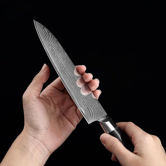 Wakoli Mikata 3-Piece Damascus Knife Set – Professional Kitchen Knife Set with VG10 Core, 67-Layer Damascus Steel and Ergonomic Micarta Handles – Premium Kitchen Knives Gift Set in Elegant Box