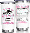 Gifts for Grandma, Christmas Gift from Granddaughter Grandson Grandchildren Grandkid, 20 OZ Tumbler Grandmother Birthday Gift, Grandmasaurus Insulated Cup for New Nana, Grandmother, Nana, Gigi