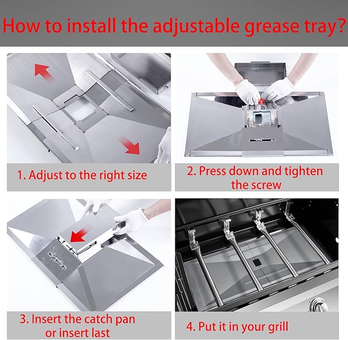 GHP 104-04013 DGB390SNP-D DGB390SNP Drip Pan Grill Replacement Parts for Dyna Glo Grease Tray DGB365GNP M365GMDG14 Landmann 42170 42172-D COSTCO 966686 Adjustable Drip Tray With Catch Pan Assembly