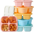 Honeydak 5 Pack Snack Containers 4 Compartment Bento Snack Boxes Reusable Lunchable Containers with Lids Divided Meal Prep Lunch Food Storage Box for School Work Travel(Candy Color,Equal)