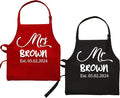 Newlywed Aprons for Couples, Personalized Mr and Mrs Gifts, Custom Apron Set for Couple, Anniversary, Christmas, Bridal Shower Gifts For Bride