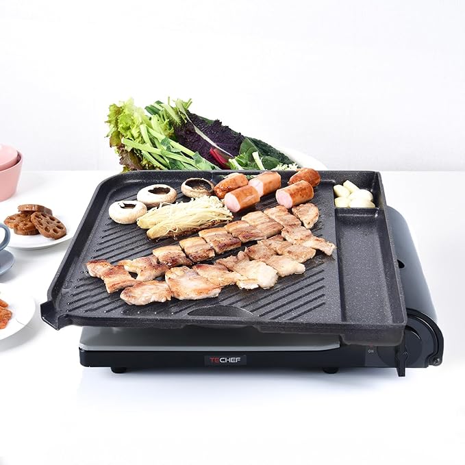 COOKKING - Master Grill Pro, Korean Traditional BBQ Grill Pan - Stovetop Nonstick Indoor/Outdoor Smokeless BBQ Cast Aluminum Grill Pan (MasterGrill Pro)