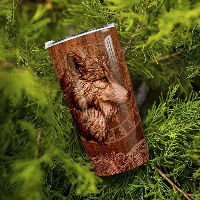 winorax Wolf Tumbler Wolves Gifts For Women Men Wolf Cup 20oz Stainless Steel Insulated Tumblers Coffee Travel Mug Cup Equestrian Gifts For Birthday Christmas