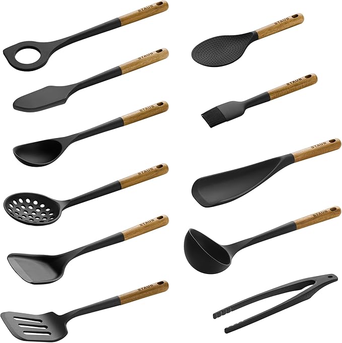 STAUB Silicone with Wood Handle 11-pc Cooking Utensil Set