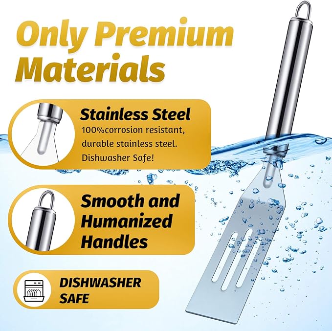 Patelai 5 Pack Small Spatula Mini Serving Brownie Spatula for Serving and Flipping Cooking Pancakes Desserts Cookie Eggs Lasagna (Slotted,Stainless Steel Handle)