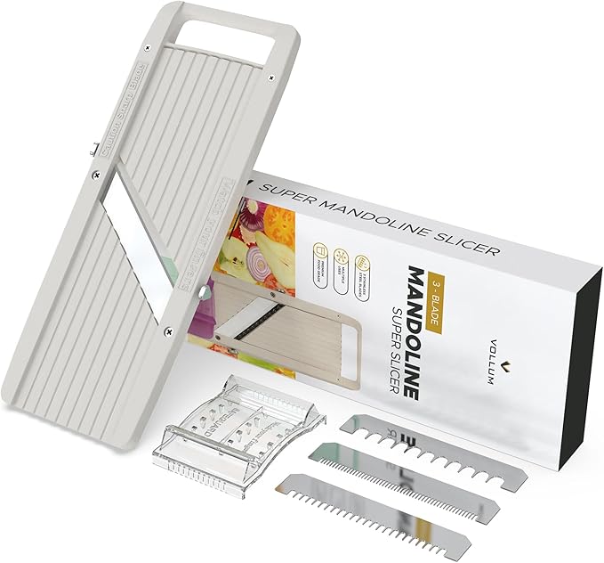 Wide Japanese Mandoline Slicer for Kitchen – Professional Slicer Vegetable Cutter with Interchangeable Stainless Steel Blades – Food Manual Slicer Handheld Mandoline Slicer