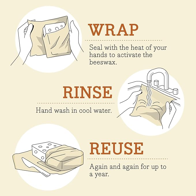Bee's Wrap Beeswax Wraps for Food - Made in USA Reusable & Organic Food Wraps, Sandwich Wrap & Bowl Covers - Eco-Friendly Alternative to Aluminum Foil & Plastic Wrap, Garden Party 3 Pack (S, M, L)