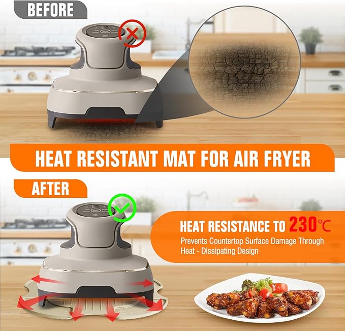 Silicone Heat Resistant Mat for Ninja Crispi Accessories, for Ninja Air Fryer Accessories Silicone Hot Pads for Kitchen Air Fryer Heat Resistant Trivet for Countertop(Beige)