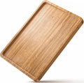 Wood Tray for Coffee Tea Large Wooden Serving Tray for Food Fruit Snack Decorative Serving Platter, 15.7x11.8 Inches