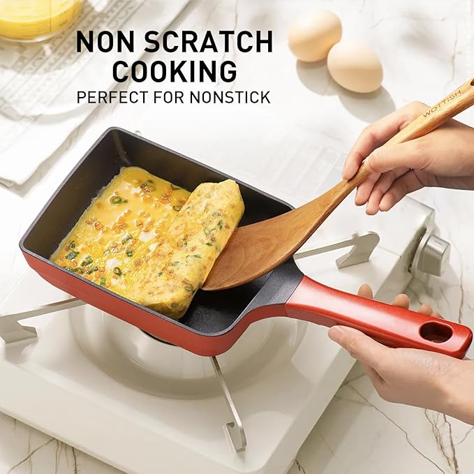 Wooden Spoons for Cooking - 5-Piece Wooden Kitchen Utensil Set made of Natural Solid Wood Material - Includes Salad Spoons, Spaghetti Spoon,Slotted Spatula, Salad Fork, Flat Spatula(A05)