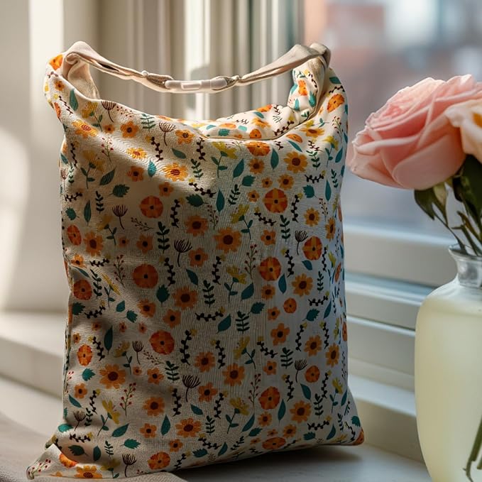 Reusable Beeswax Bread Bags for Homemade Bread Sourdough Loaf 17in x12.9in Large Beeswax Storage Bags farmhouse bread box Cotton Linen Bag 2 Pack Portable Bread Containers (Flower design)