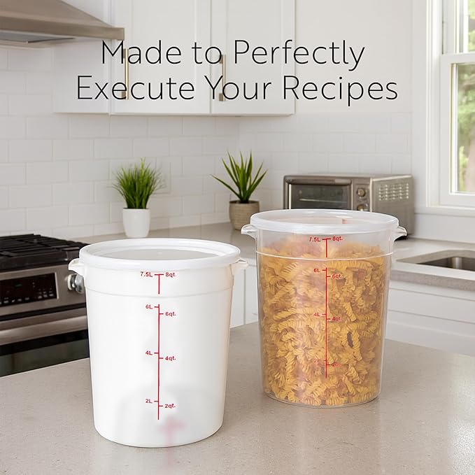 Restaurantware-LIDS ONLY: Met Lux Food Container Lids, 10 Round Covers For Storage Containers - Containers Sold Separately, With Pull-Corner Tab, White Plastic Lid, Dishwashable, Freezable