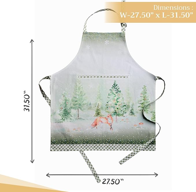 Maison d' Hermine 100% Cotton Apron for women with Pocket Kitchen Chef Apron for Men Cooking Gardening Server Waitress