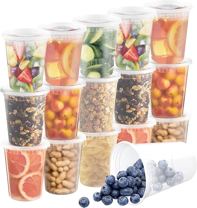40 Pack 32oz Food Storage Containers with Airtight Lids Freezer Safe for Meal Prep Soup Slime Reusable for Lunches Leftovers Takeout BPA-Free Leakproof Stackable Microwave Dishwasher