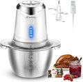 Food Processor Cordless Vegetable Chopper with 5 Cup Stainless Steel Bowl＆6000mAh USB Rechargeable Battery, Electric Garlic Meat Choppers BPA-free Baby Food Processors Blender Mincer, Xmas Gift(White)