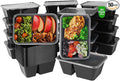 50Pack 32oz Meal Prep Containers, 2-Compartment Disposable or Reusable Food Storage Containers with Lids, Plastic Stackable To Go Boxes Microwave, Freezer, Dishwasher Safe