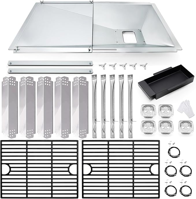 Grill Grease Tray Replacement Parts for Nexgrill 720-0888S, 720-0830X, Adjustable Drip Pan, Cooking Grid Grates, Heat Plates, Burner Tubes and Igniters Kits for Nexgrill 5 Burner & Nexgrill 4 Burner.