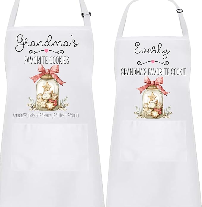 Personalized Mommy and Me Apron Set – Custom “Favorite Cookies Jar” Matching Aprons – Baking Gift