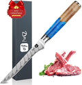 Fillet Knife 6 Inch Damascus Boning Knife for Meat Fish and Poultry Cutting with Super Sharp Japanese Blade with Gift Box and Resin Wood Handle, Ideal Gift for Men and Women