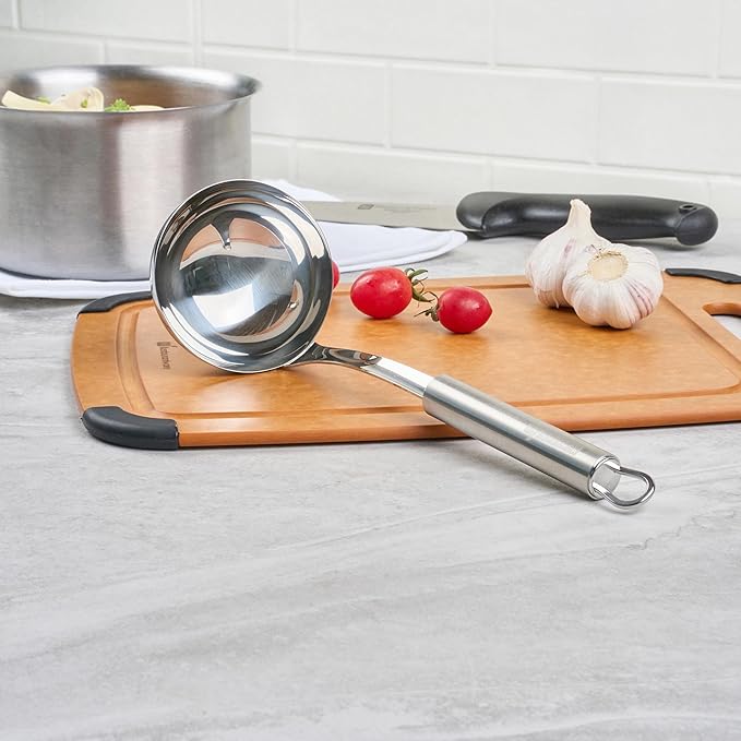 Ladle 1 Pack 11.4 Inch Serving Ladle with Deep Bowl Ergonomic Handle Precision Pouring Durable Stainless Steel Silver Utensil For Soups, Gravies, Buffet Use