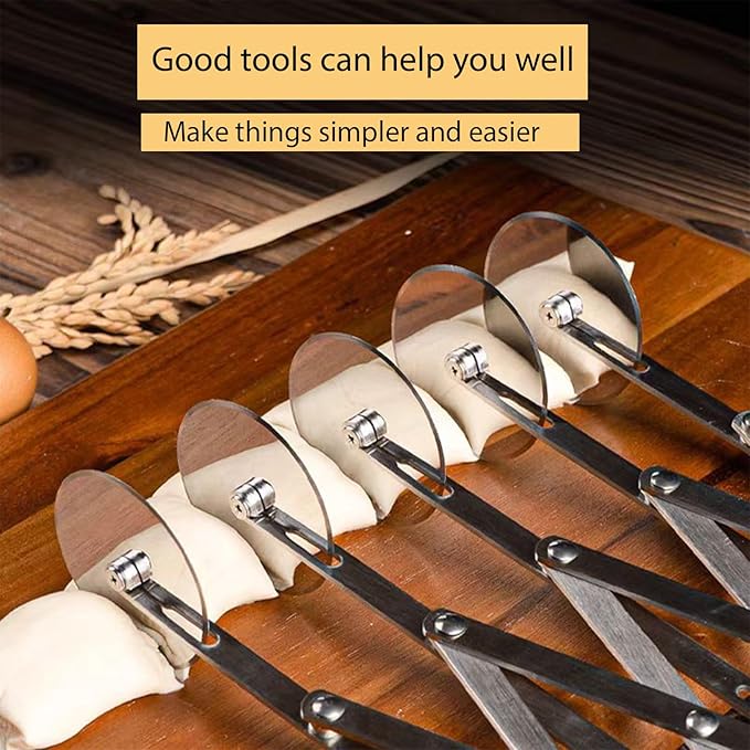 Pastry Cutter 5 Wheels Pizza Cutter Stainless Steel Dough Cutter Baking Tools Scalable Divider