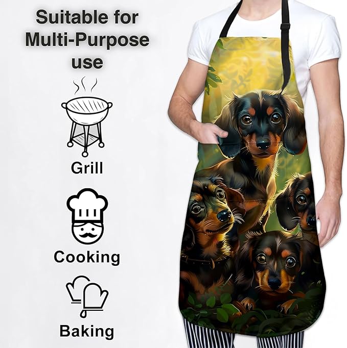 Cute Dolphin Apron for Women Men, Oxford Fabric Kitchen Cooking Chef Aprons