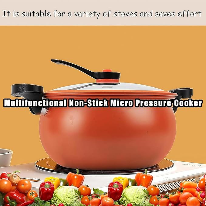 8QT Multifunctional Large Capacity Non-stick Pressure Cooker, Multifunctional Non-Stick Micro Pressure Cooker, Transparent Glass Cover and Anti-Scalding Handle for Family Meals, Soups, Stews (Green)