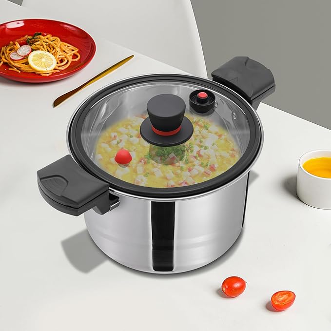 Stainless Steel Pressure Cooker, 7L/7.4Qt Olla De Presion,Cooking Pressure Cookers Pressure Pot Thickened Pressure Cooker Compatible With Induction Cookers and Gas Stoves