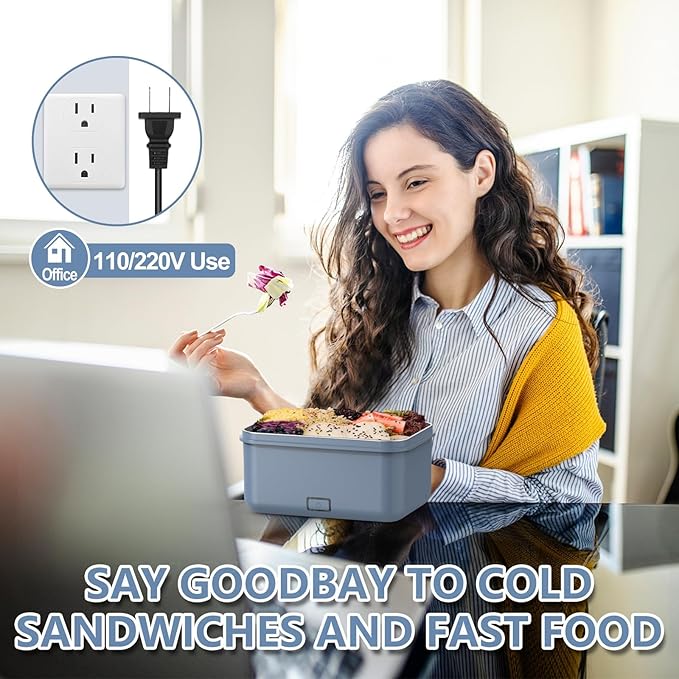 Electric Heated Lunch Box for Car Truck Home 1.8L 100W Portable Food Warmer with 12V/24V/110V/220V Hot Meal for Work Travel Jobsite Camping Christmas Gifts White Elephant Gifts for Adults/Men/Woman