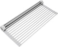 Surpahs Roll-Up Dish Drying Rack, Warm Gray, 20.5" x 15.5", Wide Platform, Fits Sinks up to 18.5", Silicone-Coated Stainless Steel