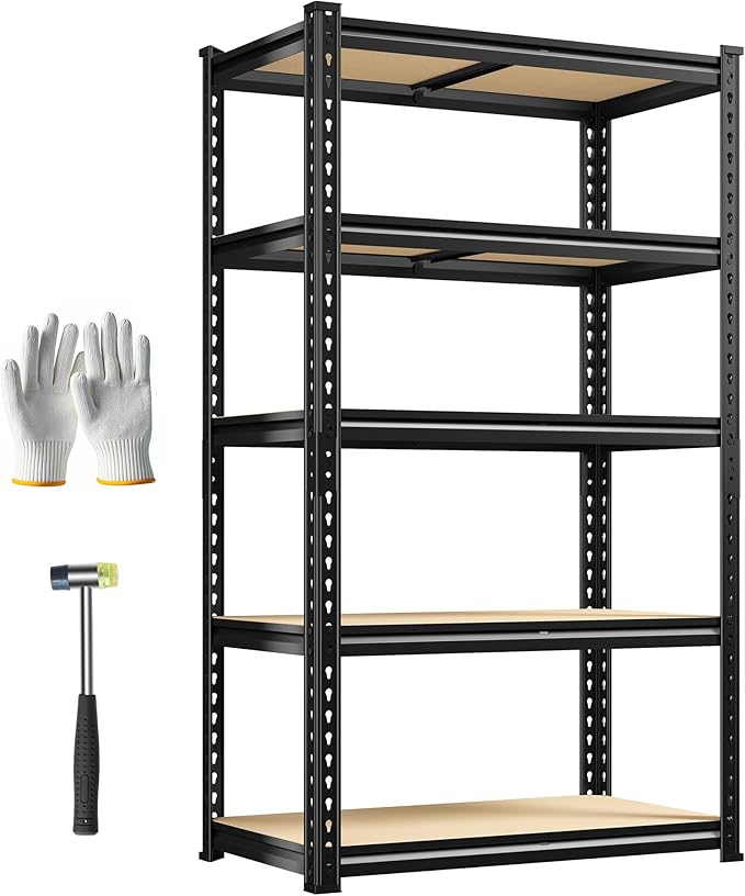 Bepatio Storage Shelves 2000LBS Garage Shelving Heavy Duty Metal Shelving Unit Adjustable Garage Shelf Pantry Shelves for Kitchen Warehouse Basement 27.6" W x 11.8" D x 60" H